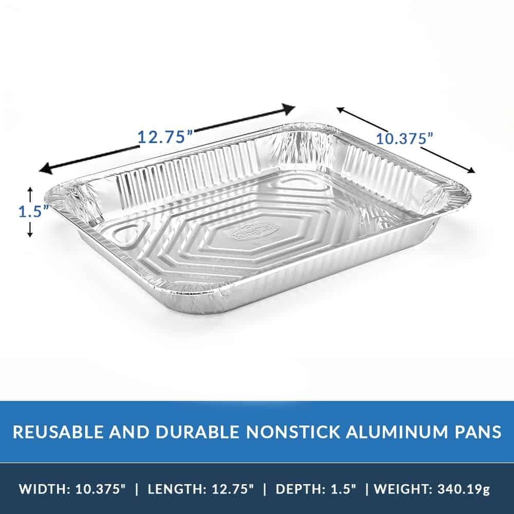 Rectangle Foil Reusable Half Size Steam Baking Pan, Silver, 12-in, for Baking/Cooking/Steaming