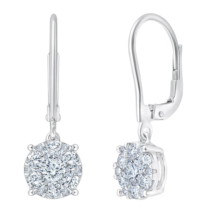 Round Brilliant Diamond Drop Earrings (1.00 ctw) D3019