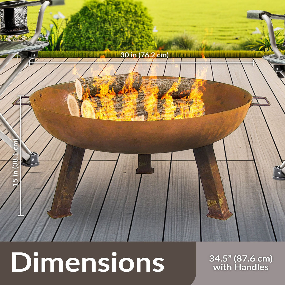 Decor Rustic Cast Iron Fire Bowl, 30-in