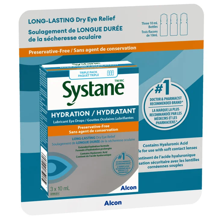 Systane Hydration Eye Drops, 3 x 10 mL