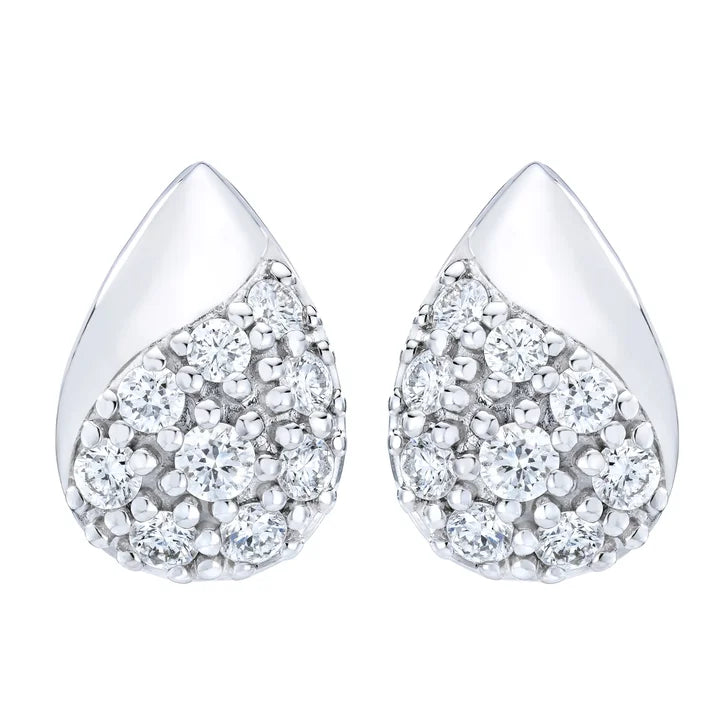 Teardrop Shaped Round Brilliant Diamond Earrings (0.32 ctw)
