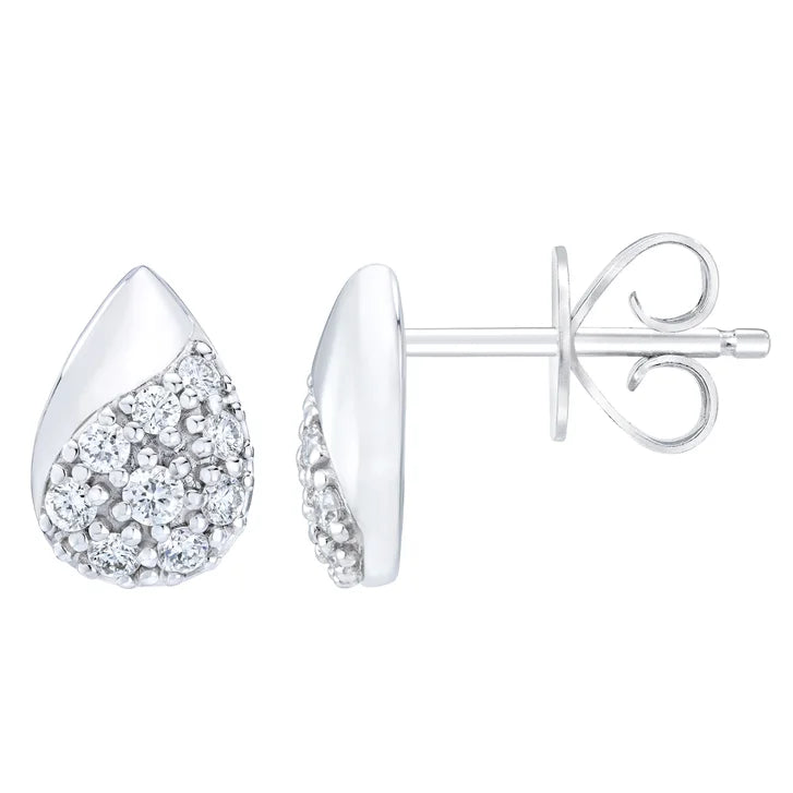 Teardrop Shaped Round Brilliant Diamond Earrings (0.32 ctw)