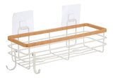 Type A Cubina Wall Bin Shower Caddy with Hooks, White/Natural