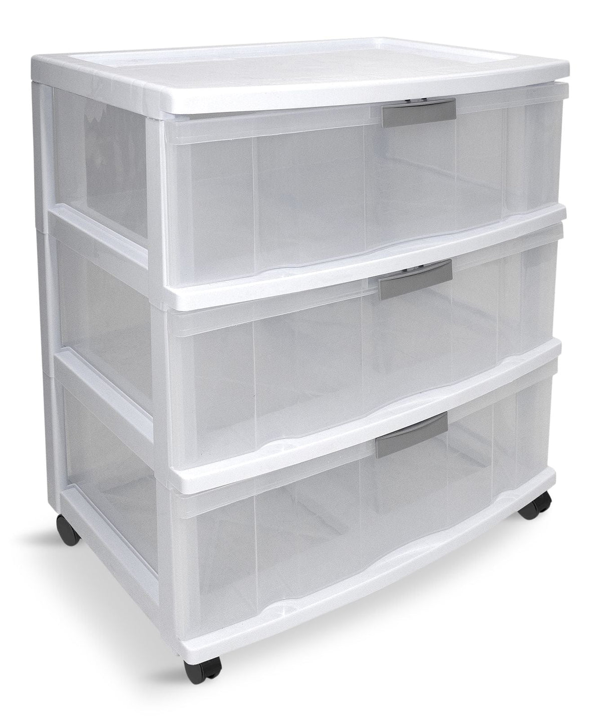 type A Element Clear Frame 3-Drawer Storage Tower/Cart with Wheels, Lockable, 25-in, White