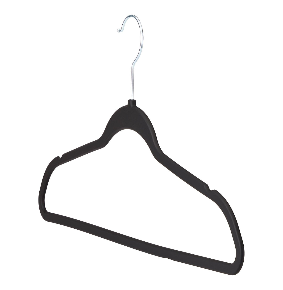 type A Rubberized Slim Non-Slip Hanger, Black 10-pk