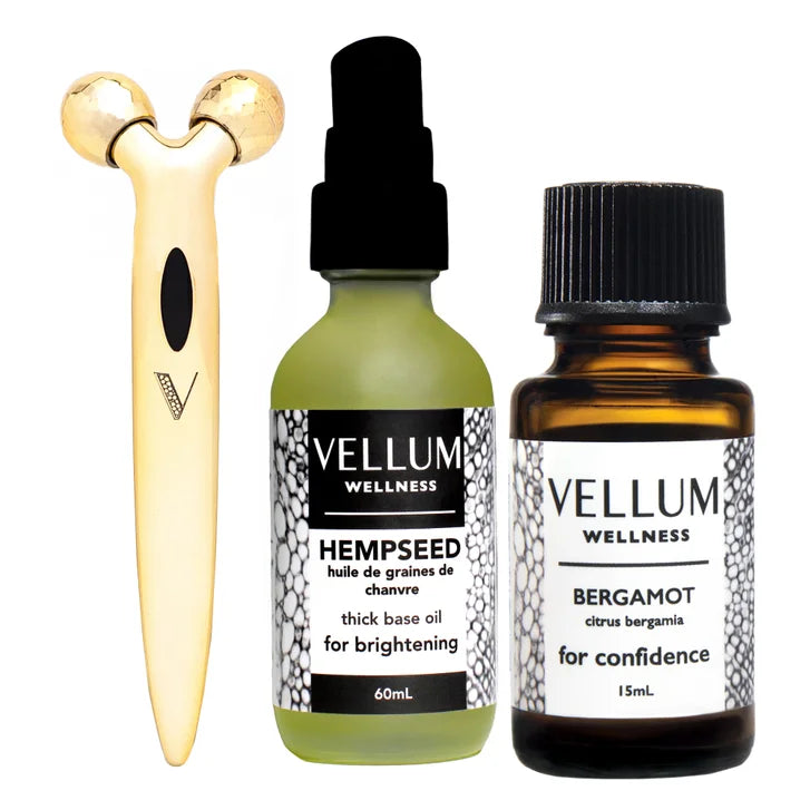 Vellum Wellness Mature Skin Kit with Essential Oils and Facial Roller V174