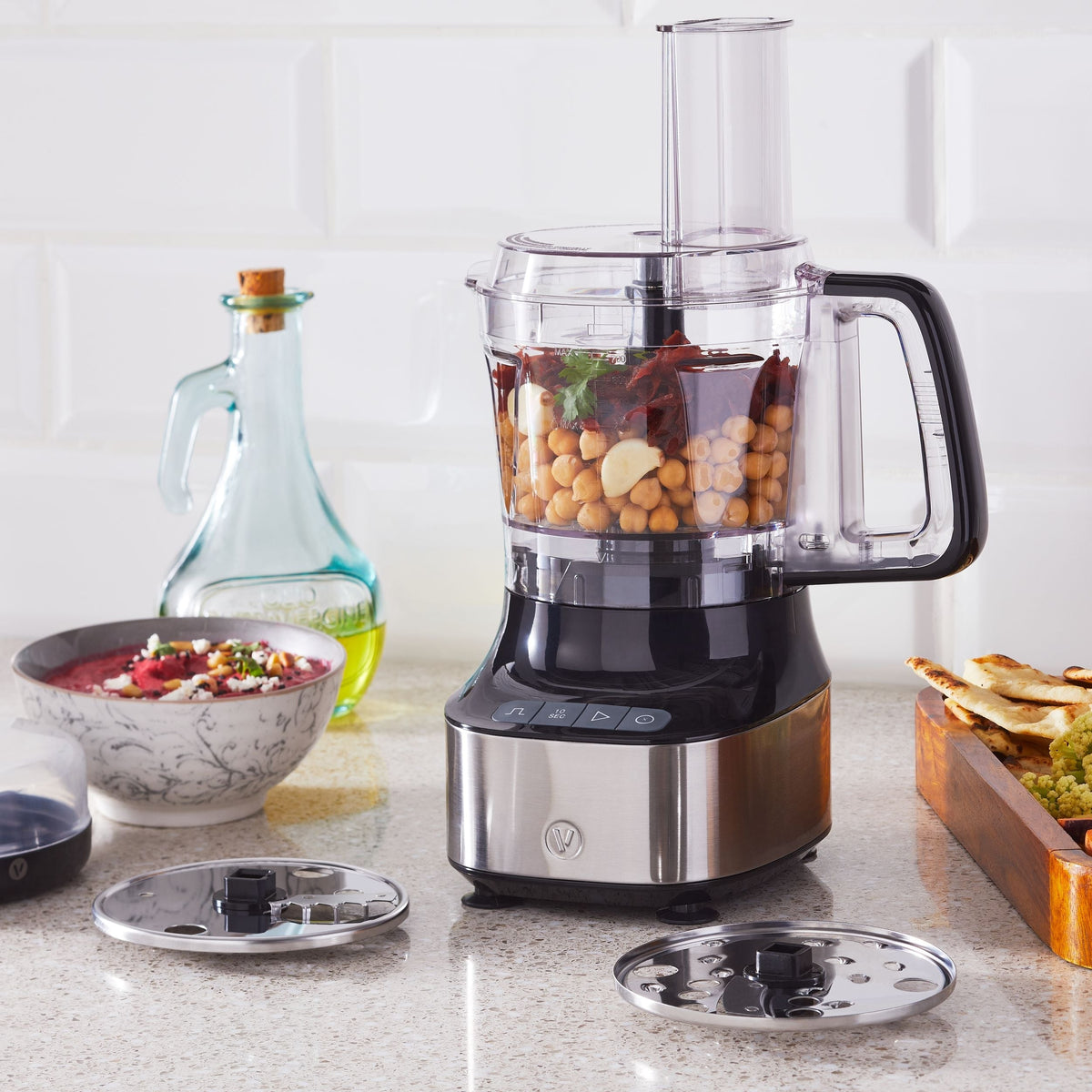 Compact 3-Cup Mini Food Chopper with Storage Case, Silver