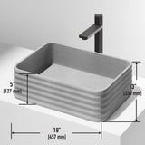 Cadman 18-in Deep Grey Bathroom Sink/Basin with Rectangular Fluted Vessel