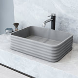 Cadman 18-in Deep Grey Bathroom Sink/Basin with Rectangular Fluted Vessel