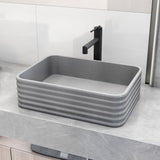 Cadman 18-in Deep Grey Bathroom Sink/Basin with Rectangular Fluted Vessel