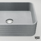 Cadman 18-in Deep Grey Bathroom Sink/Basin with Rectangular Fluted Vessel