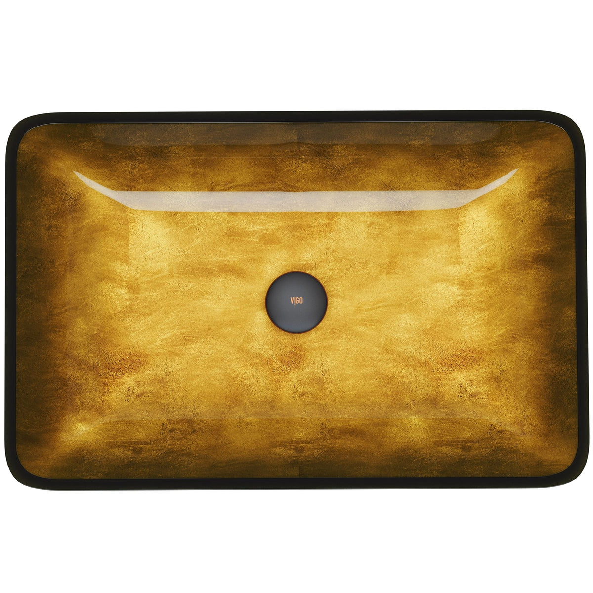 Glass Rectangular Vessel Bathroom Sink/Basin with Rounded Edges & Deep Bowl, Copper