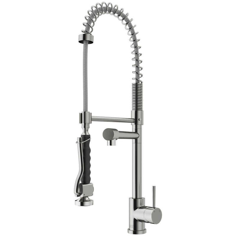 Zurich Single Handle Pull Down Spray Kitchen Faucet, Stainless Steel Y6316